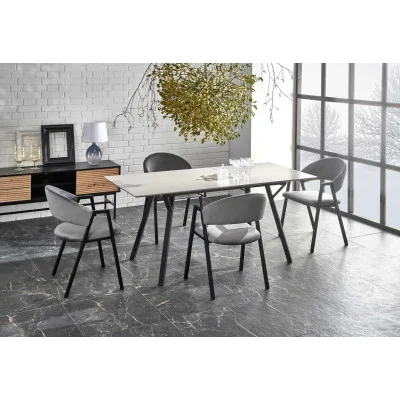 FOLDING TABLE BARLOG 2, TABLE TOP - LIGHT GRAY, LEGS - BLACK